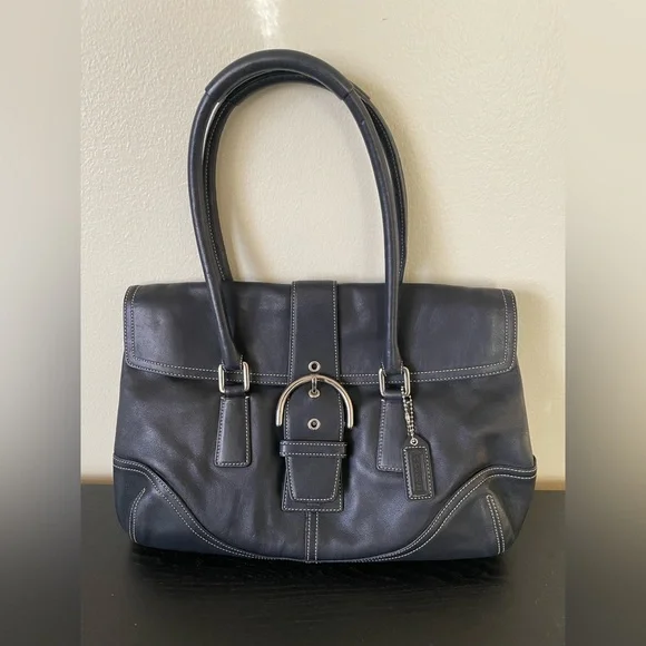 Vintage Coach 9550 Black Leather Hampton Soho Flap Back Satchel - Picture 1 of 12